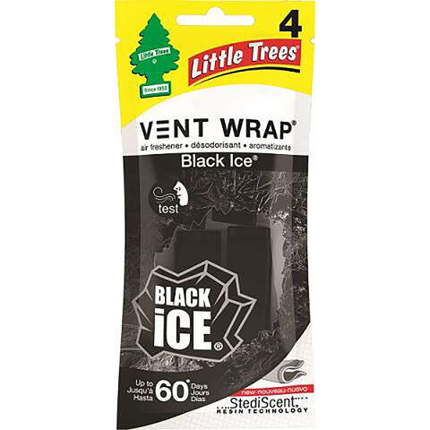 Little Trees Vent Wrap Black Ice Scent Car Air Freshener 4 oz Solid 4 pk, Pack of 24