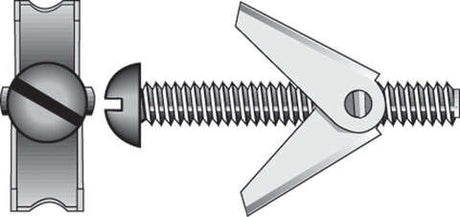HILLMAN 3/16 in. D X 4 in. L Round Steel Toggle Bolt 2 pk, Pack of 6