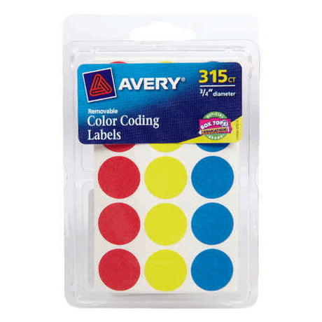 Avery 0.75 in. H X 3/4 in. W Round Assorted Color Coding Label 315 pk, Pack of 6