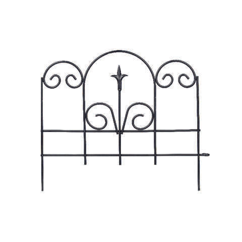 Panacea 16 in. L X 18 in. H Steel Black Garden Fence