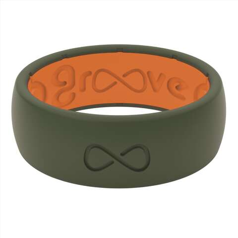 Groove Life Men's Edge Round Green/Orange Ring Silicone Water Resistant Size 10