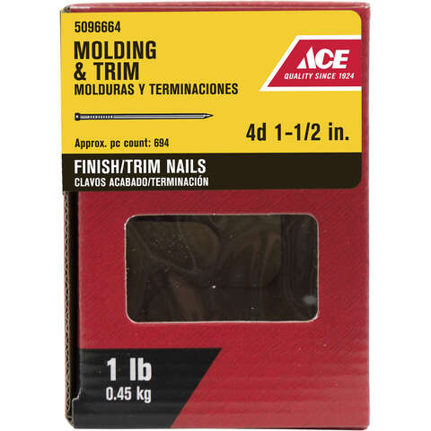 Ace 1-1/2 in. Finishing Black Coating Steel Nail Brad Head 1 lb