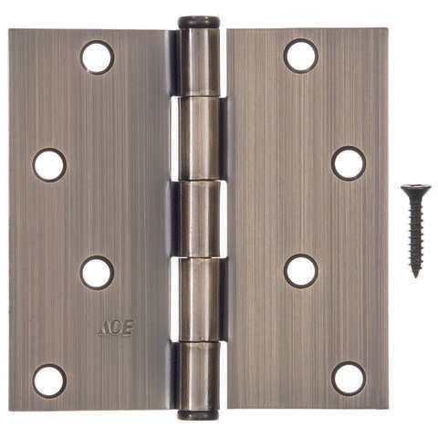 Ace 4 in. L Antique Brass Residential Door Hinge 3 pk