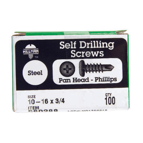 Hillman No. 10-16 X 3/4 in. L Phillips Pan Head Self- Drilling Screws 100 pk