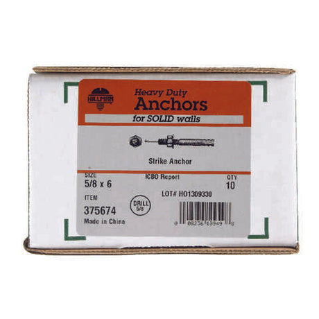 HILLMAN 5/8 in. D X 6 in. L Steel Round Head Strike Anchor 10 pk