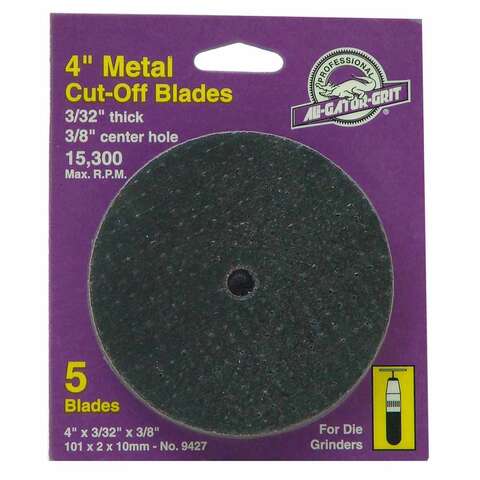 Gator 4 in. D X 3/8 in. Aluminum Oxide Metal Cut-Off Blade 5 pc