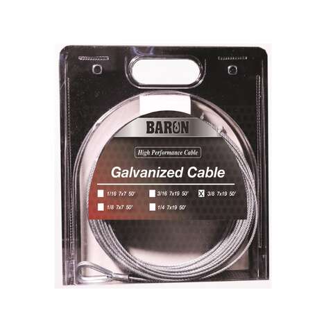 Baron Galvanized Galvanized Steel 3/8 in. D X 50 ft. L Aircraft Cable