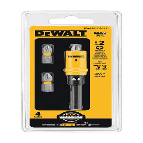 DeWalt Max Fit Phillips #2 Screw Lock Bit and Holder Set S2 Tool Steel 4 pc, Pack of 3