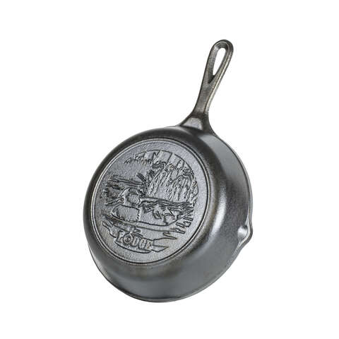 Lodge Wildlife Series-Mallard Cast Iron Skillet 8 in. Black