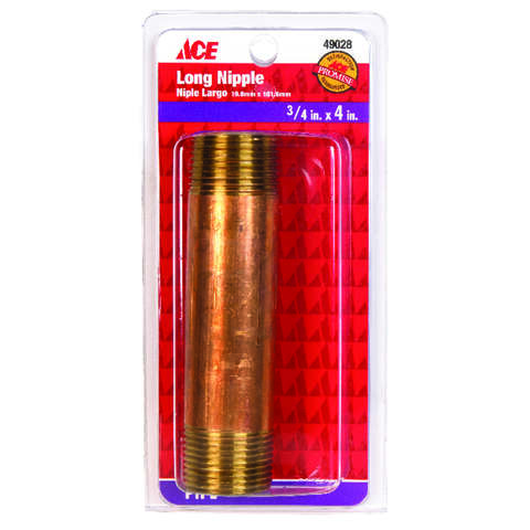 Ace 3/4 in. MPT Red Brass Nipple 4 in. L