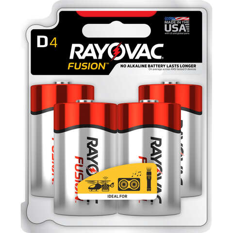 Rayovac Fusion D Alkaline Batteries 4 pk Carded