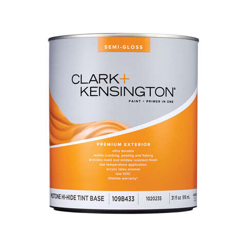 Clark+Kensington Semi-Gloss Tint Base Mid-Tone Base Premium Paint Exterior 1 qt, Pack of 4