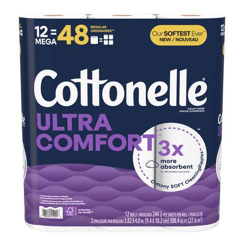 Cottonelle Ultra ComfortCare Toilet Paper 12 Rolls 244 sheet 4 in., Pack of 4