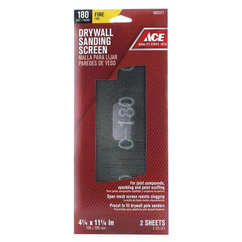 Ace 11-1/4 in. L X 4-1/4 in. W 180 Grit Silicon Carbide Drywall Sanding Screen 2 pk, Pack of 10