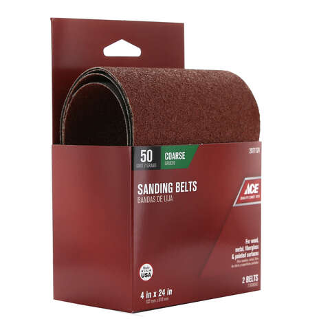 Ace 24 in. L X 4 in. W Aluminum Oxide Sanding Belt 50 Grit Coarse 2 pc