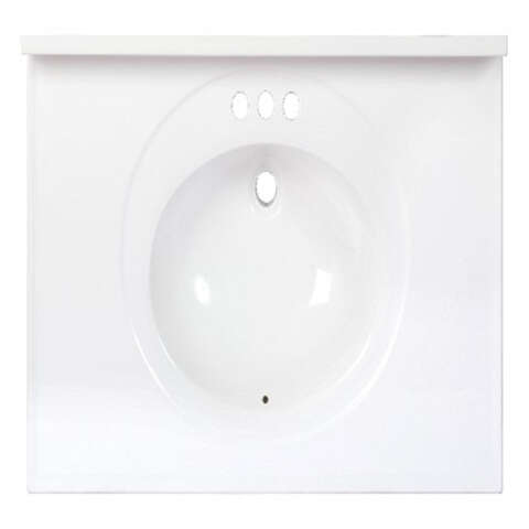 Arstar Standard Cultured Marble Bathroom Sink 37 in. W X 22 in. D White