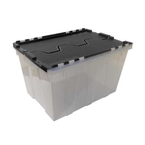 Greenmade Instaview 12 gal Black/Clear Hinged-Lid Tote 12.9 in. H X 15.3 in. W X 21.6 in. D Stackabl, Pack of 4