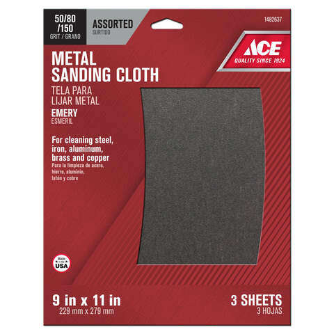 Ace 11 in. L X 9 in. W 50/80/150 Grit Emery Sanding Cloth 3 pk, Pack of 10