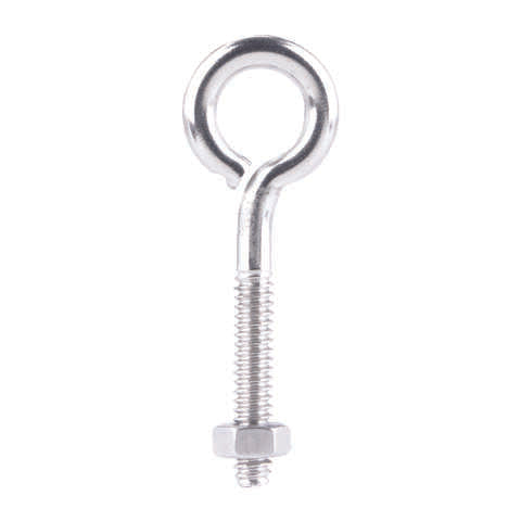 Hampton 3/16 in. X 2 in. L Stainless Stainless Steel Eyebolt Nut Included, Pack of 10