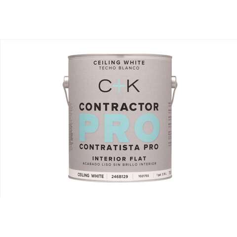 C+K Contractor Pro Flat Ceiling White Paint Interior 1 gal, Pack of 4