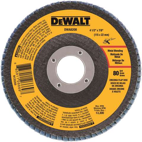 DeWalt 4-1/2 in. D X 5/8-11 in. Zirconia Type 29 Flap Disc 80 Grit 1 pc