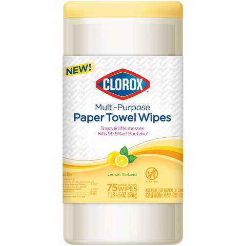 Clorox Lemon Verbena Scent Disinfecting Wipes 75 ct, Pack of 6