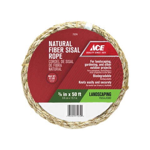 Ace 3/8 in. D X 50 ft. L Tan Twisted Sisal Rope