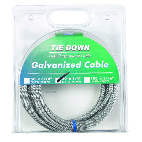 Tie Down Engineering Galvanized Galvanized Steel 1/4 in. D X 50 ft. L Aircraft Cable