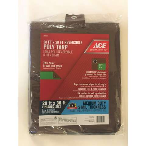 Ace 20 ft. W X 30 ft. L Medium Duty Polyethylene Tarp Brown/Green