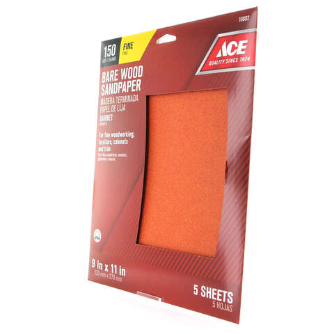 Ace 11 in. L X 9 in. W 150 Grit Aluminum Oxide Sandpaper 5 pk, Pack of 10