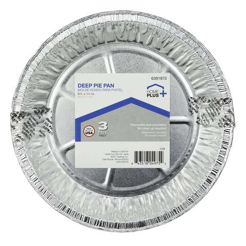 Home Plus Durable Foil 8-1/4 in. W X 8-1/4 in. L Deep Pie Dish Silver 3 pk, Pack of 12