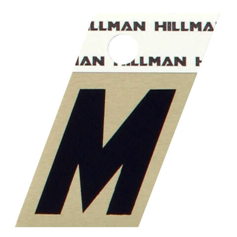 HILLMAN 1.5 in. Black Aluminum Self-Adhesive Letter M 1 pc, Pack of 6