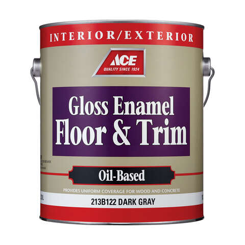 Ace Gloss Dark Gray Oil-Based Floor Paint 1 gal, Pack of 4