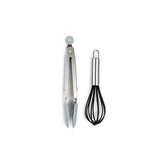 Core Kitchen Silver Silicone/Stainless Steel Whisk Tong Set