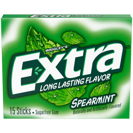 Wrigley's Extra Sugar Free Spearmint Chewing Gum 15 pc 0.11 oz, Pack of 10