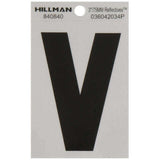 HILLMAN 3 in. Reflective Black Vinyl Self-Adhesive Letter V 1 pc, Pack of 6