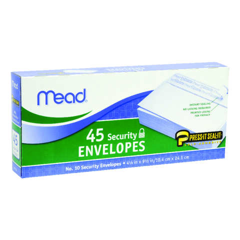 Mead 9.5 in. W X 4.12 in. L No. 10 White Envelopes 45 pk, Pack of 24