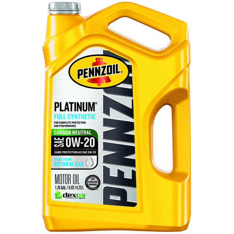 Pennzoil Platinum 0W-20 Gasoline Synthetic Motor Oil 5 qt 1 pk, Pack of 3