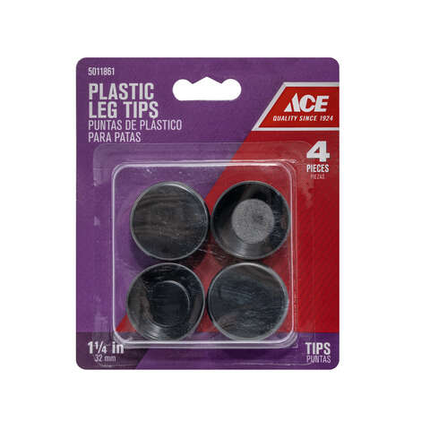 Ace Plastic Leg Tip Black Round 1-1/4 in. W 4 pk