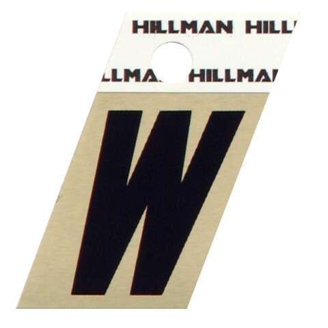 HILLMAN 1.5 in. Black Aluminium Self-Adhesive Letter W 1 pc, Pack of 6