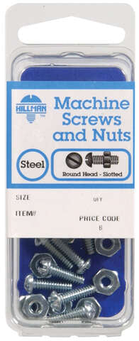 HILLMAN No. 1/4-20 in. X 3 in. L Slotted Round Head Zinc-Plated Steel Machine Screws 3 pk, Pack of 10