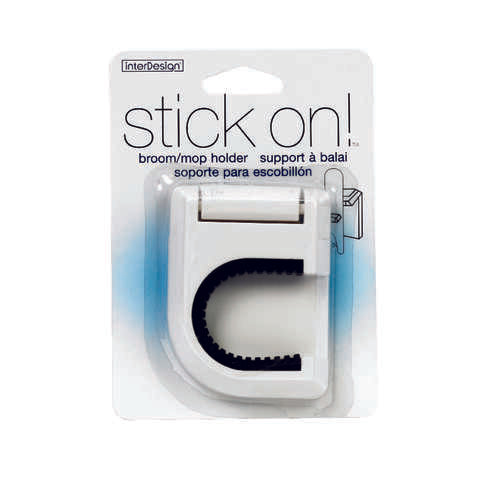 iDesign Stick On 3-1/2 in. H X 2-1/2 in. W White Broom/Mop Holder