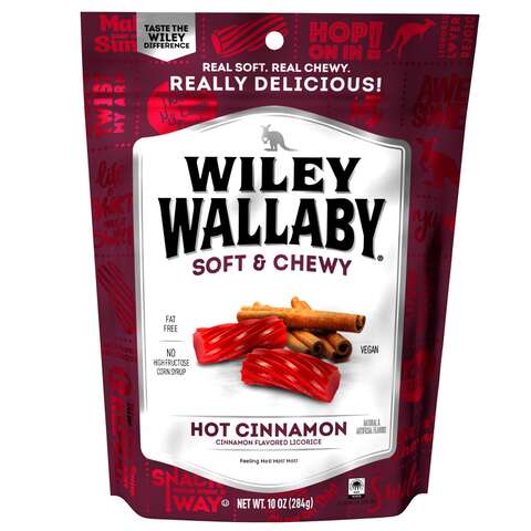 Wiley Wallaby Hot Cinnamon Licorice 10 oz, Pack of 10