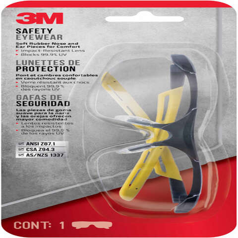 3M Anti-Fog Classic/Sleek Safety Glasses Clear Lens Black/Yellow Frame 1 pc