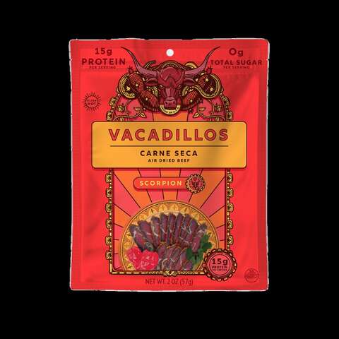 Vacadillos Carne Seca Scorpion Beef Strips 2 oz Bagged, Pack of 8