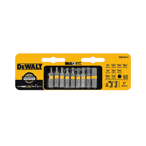 DeWalt Max Fit Hex 1 in. L Insert Bit Set S2 Tool Steel 9 pc, Pack of 3