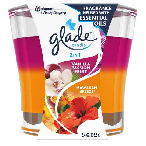 Glade Pink/Orange Vanilla Passion Fruit & Hawaiian Breeze Scent Air Freshener Candle, Pack of 6