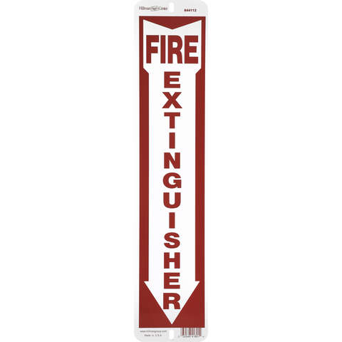 Hillman English Red/White Fire Extinguisher Sign 18 in. H X 4 in. W, Pack of 6