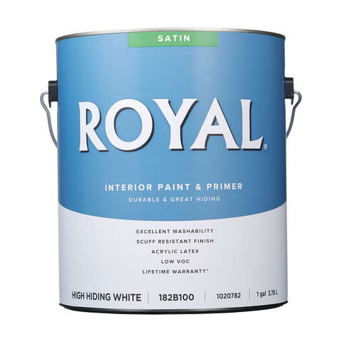 Royal Satin High Hiding White Paint Interior 1 gal, Pack of 4