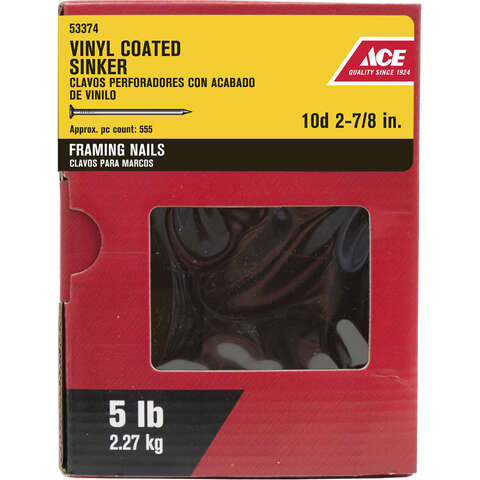 Ace 10D 2-7/8 in. Sinker Vinyl Steel Nail Checkered Head 5 lb